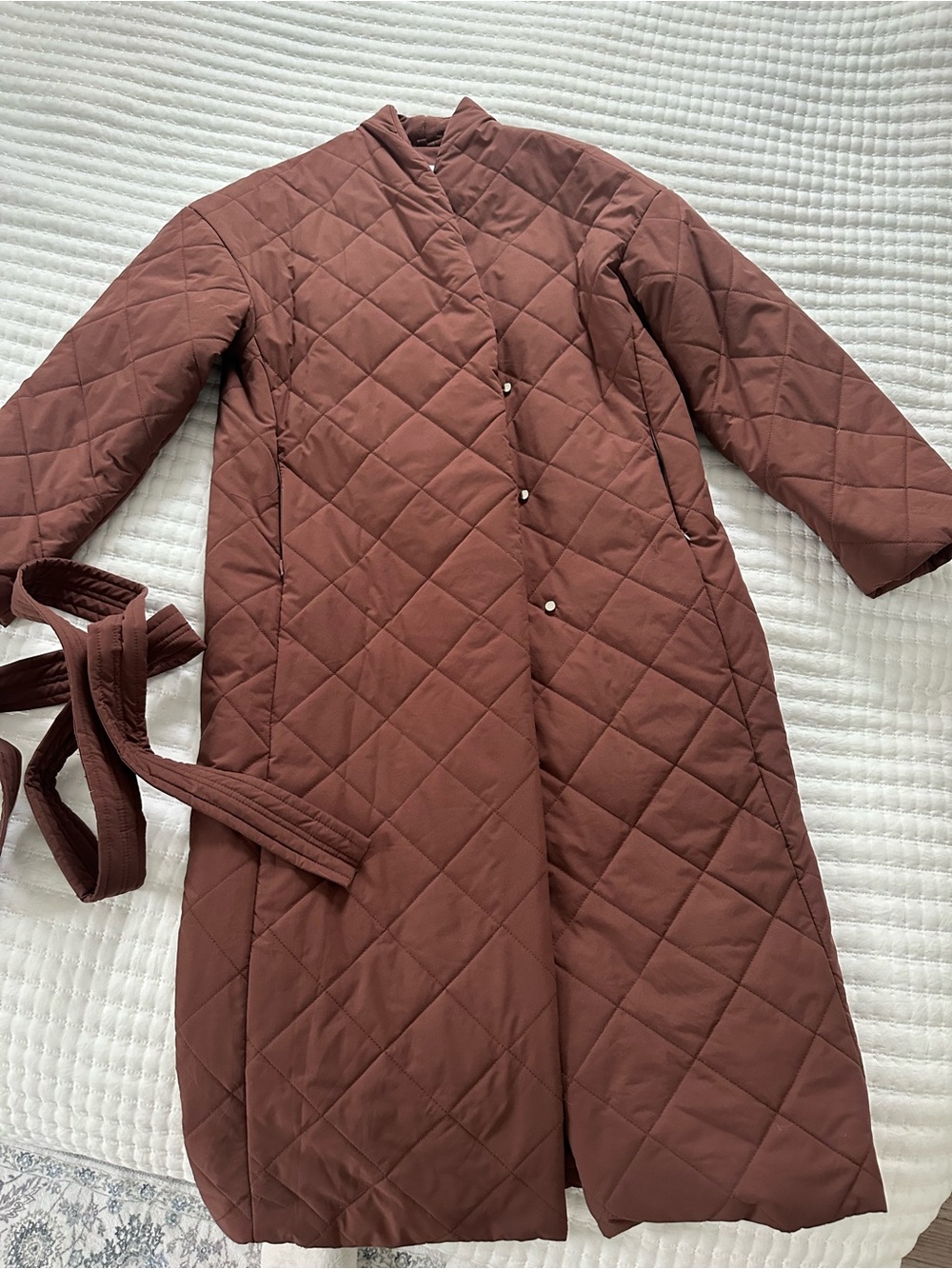 Mango Chocolate Brown Quilted Jacket